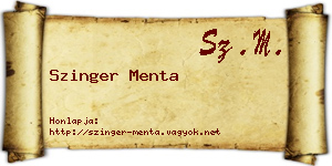 Szinger Menta névjegykártya